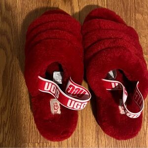 UGG Red Plush Slippers